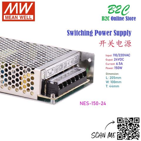 Mean Well 110V 220VAC 150W 24V 6.5A Switching Power Supply 明纬 开关 电源 Switch Box AC DC Converter Convert compact