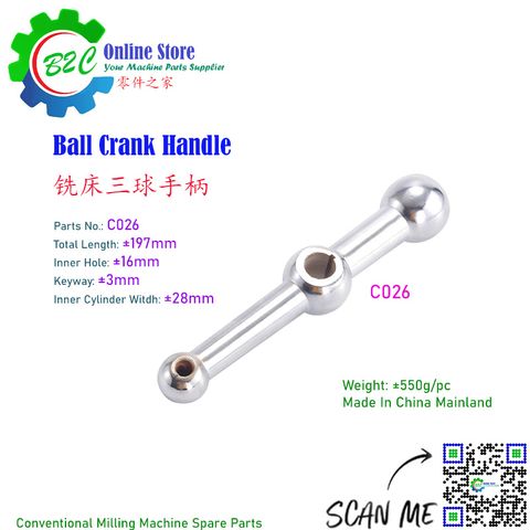 C026 Ball Crank Handle Conventional Milling Machine Spare Parts C26 Cranked Part 三球 手柄 铣床 三球手柄