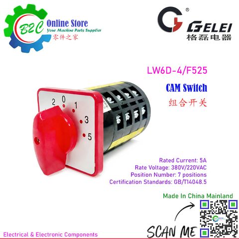 CAM Switch LW6D-4/F525 3ø 380VAC 220VAC 5A Machine Spare Parts 4 Stage 7 Position Rotary Hi Low Forward Reverse Switches 4级 7位 双速 快慢 开关