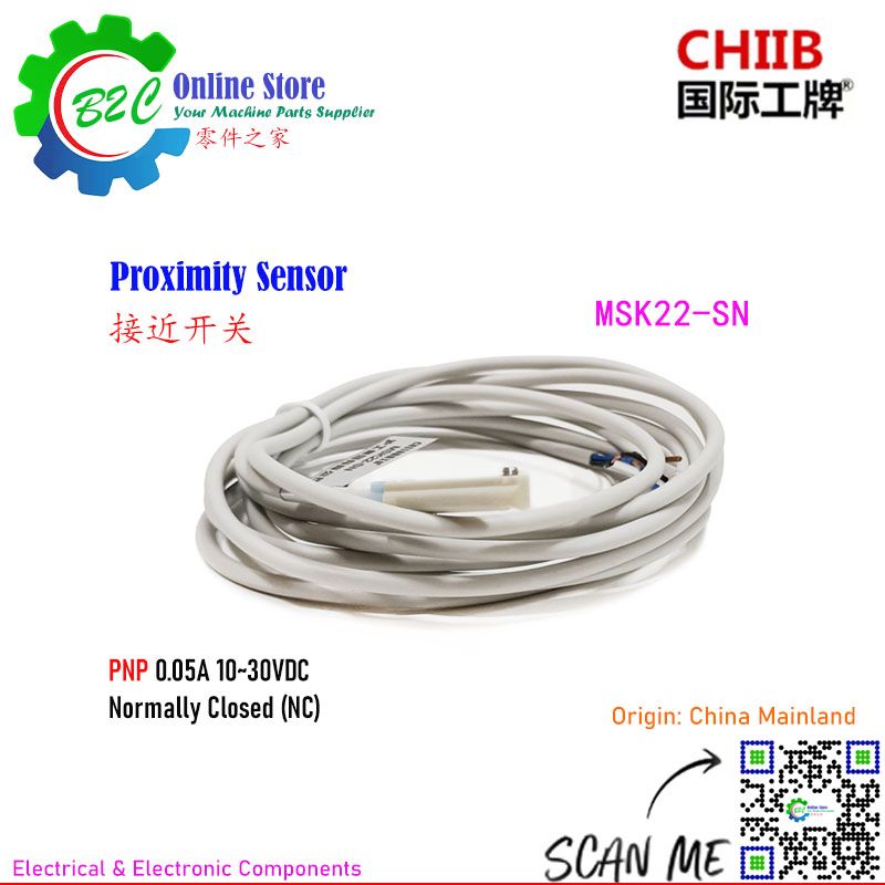 CHIIB MSK22-S PNP Sensor Proximity Switch Normally Closed Switches NC 10~30 VDC Machine Parts LED指示灯 沪工 国际工牌 可编程 磁性开关