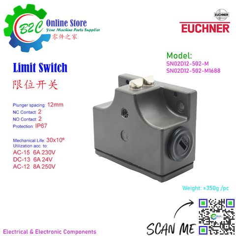Euchner SN02D12-502-M SN02D12-502-M-1688 Multi Plunger Limit Switch Axis Travel Switches Machine Machining centre 安士能 限位 行程 开关 铣床 机台 机械 保护 加工中心