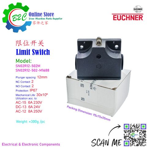 Euchner SN02R12-502-M SN02R12-502-M1688 Multi Roller Plunger Travel Limit Switch Switches Machine Machining centre 安士能 限位 行程 开关 铣床 机台 机械 保护 加工中心