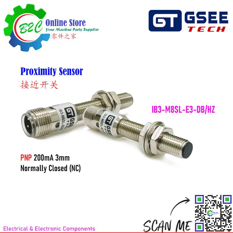 GSEE Tech IB3-M8SL-E3-DB/HZ ø8mm NC Nornally Closed Sensor Proximity Switch Switches CNC Wire Cut Machine WEDM 0~30VDC PNP 200mA 3mm 电器 行程 接近 开关 二线 直流