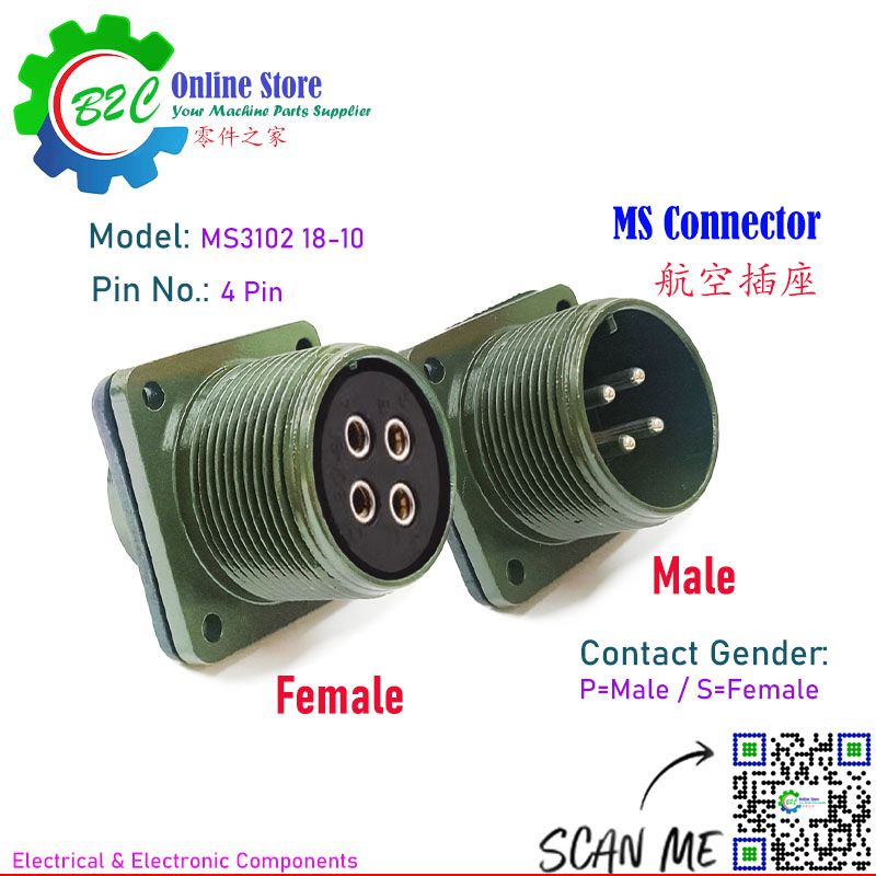 MS3102 18-10 4 Pin MS Connector Controller Servo Motor Male & Female 4 Position Fanuc Control MS 3102 18-10P 18-10S 伺服 电机 航空 插座 防水