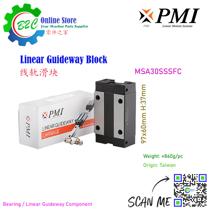 MSA30SSSFC PMI Linear Guideway Carriage / Taiwan MSA30S Heavy Duty Guide  Way Block Machine Axis motion systems 银泰线轨滑块, Asia Machine Tools