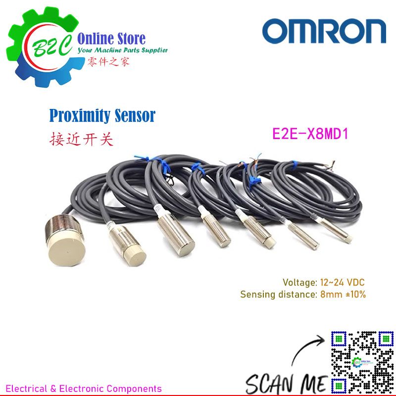 OMRON E2E-X8MD1 Proximity Switch Sensor M12 12~24VDC 0.1A 8mm Scan Distance Automation Safety Switches 欧姆龙 接近 开关 金属 感应 传感器 二线 8厘米 感应距离