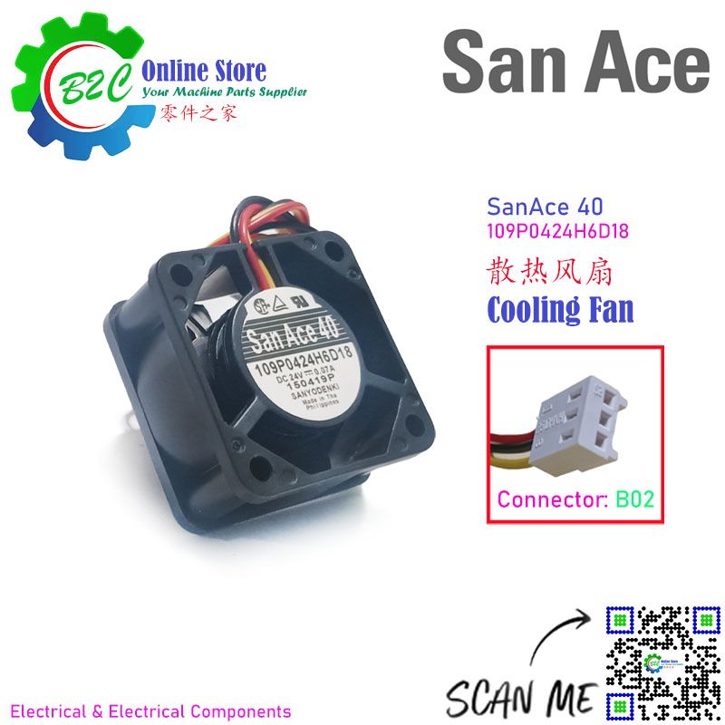 San Ace 109P0424H6D18 40x40mm T20mm Sanyo Denki Cooling Fan Fanuc Servo Amp Unit DC24V 0.07A 三洋 发那科 伺服器 散热 风扇