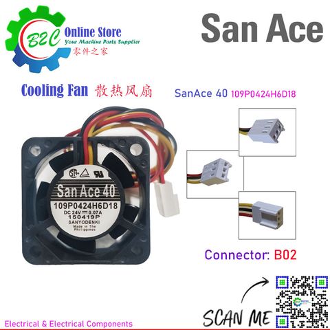 San Ace 109P0424H6D18 40x40mm T20mm Sanyo Denki Cooling Fan Fanuc Servo Amp Unit DC24V 0.07A 三洋 发那科 伺服器 散热 风扇