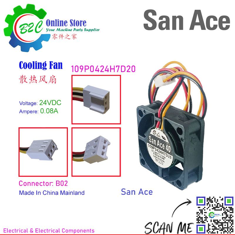 SAN ACE 109P0424H7D20 109P0424H7D28 40x40mm T15mm Sanyo Denki San Ace 38 Cooling Fan Fanuc Servo Amp Unit DC24V 0.08A 三洋 发那科 伺服器 散热 风扇