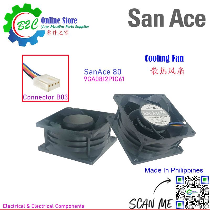 SAN ACE 80 9GA0812P1G61 80x80mm T38mm Sanyo Denki Cooling Fan Fanuc Servo Amplifier Unit Cooling Fans DC12V 1.2A 三洋 发那科 伺服器 散热 直流 风扇