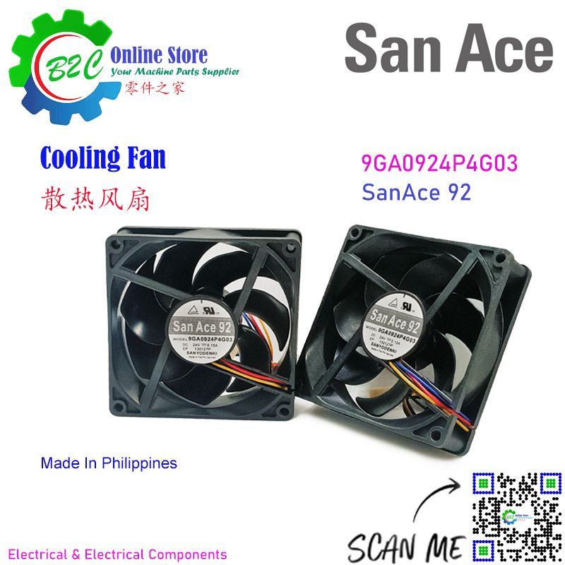 San Ace 92 9GA0924P4G03 92x92x25mm Sanyo Denki San Ace 38 Cooling Fan Fanuc Servo Amp Unit DC24V 0.15A 三洋 发那科 伺服器 散热 风扇