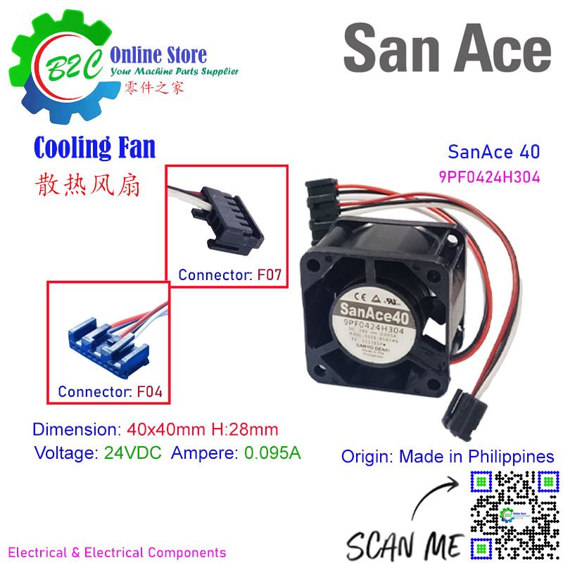 San Ace 9PF0424H304 40x40mm T28mm Sanyo Denki Cooling Fan Fanuc Servo Amp Unit DC24V 0.095A 三洋 发那科 伺服器 散热 风扇