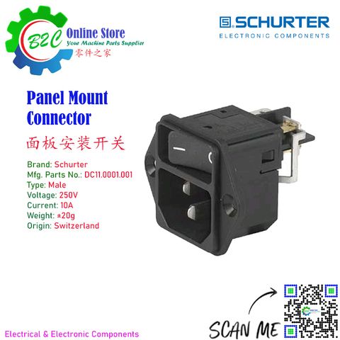 Schurter C14 Panel Mount IEC Connector Male 12A 250V DC11.0001.001 Switch 面板安装开关 舒尔特 C14 IEC 插座 公 250伏特 10安培
