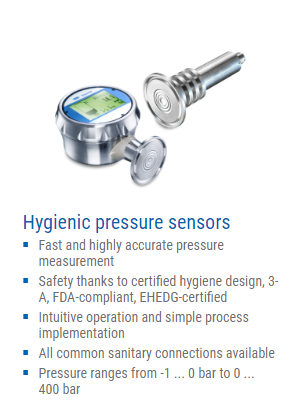 BAUMER Pressure Measurement Hygienic Pressure Sensors