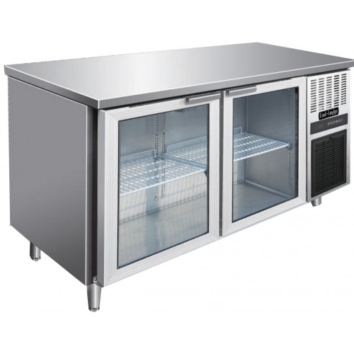 Two Glass Doors Stainless Steel Service Counter