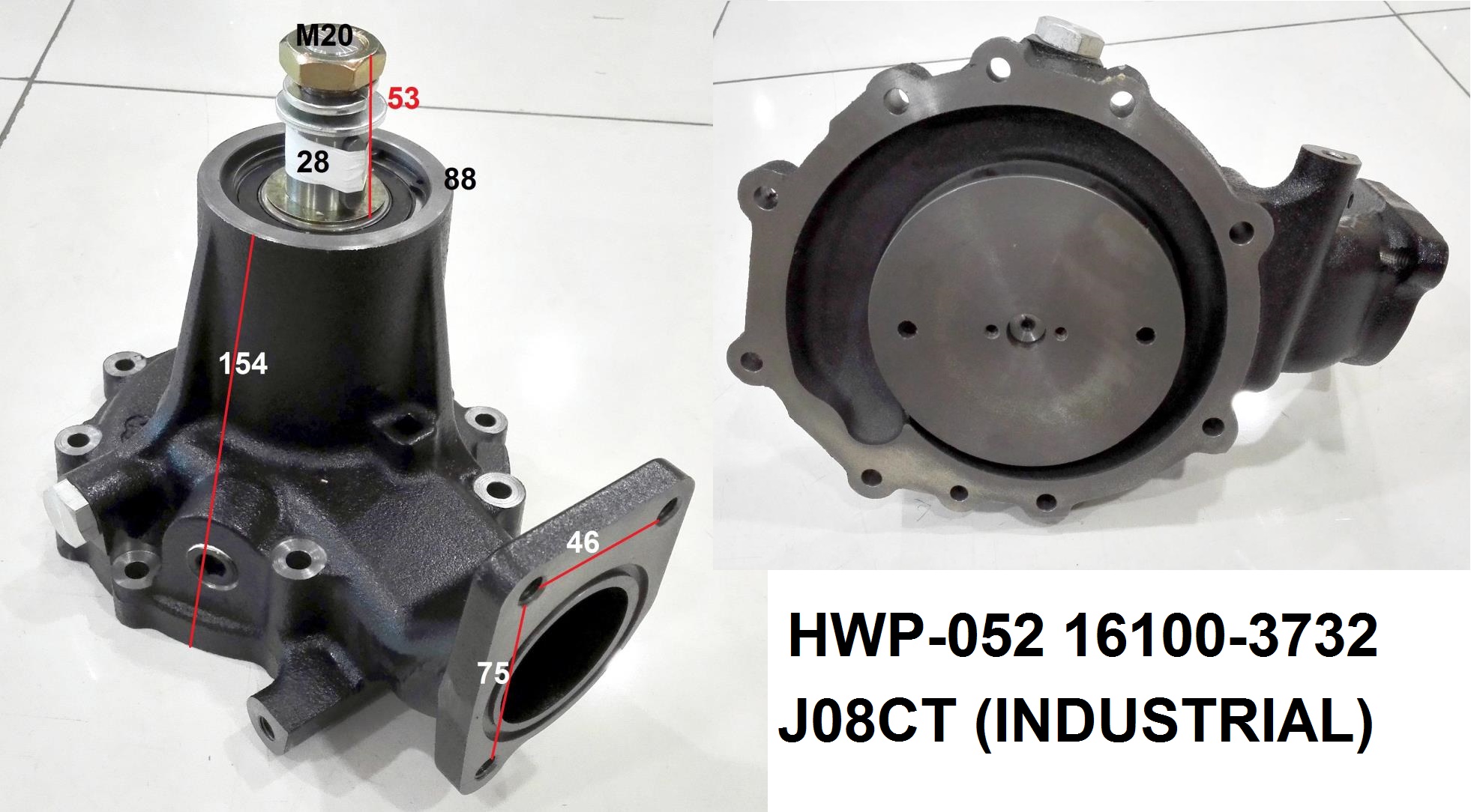 HWP-052 16100-3732 HINO J08CT (INDUSTRIAL) WATER PUMP