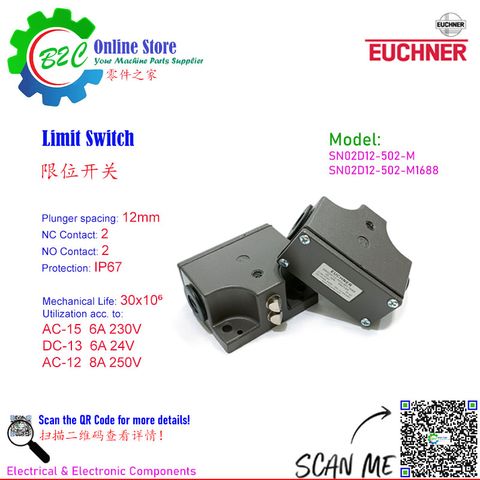 Euchner SN02D12-502-M SN02D12-502-M-1688 Multi Plunger Limit Switch Axis Travel Switches Machine Machining centre 安士能 限位 行程 开关 铣床 机台 机械 保护 加工中心