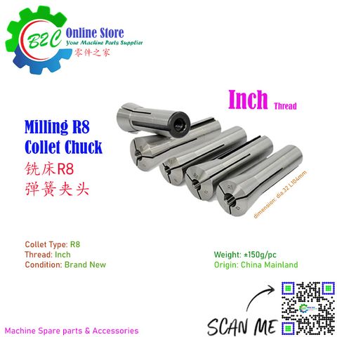 Inch R8 Collet Spring Chuck Conventional NC CNC Milling Drilling Radial Drill Machine Accessories 传统 数控 铣床 弹簧 夹头 刀套 筒夹
