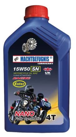 Motorcycle Oil MACHTBEFUGNIS LUBRICANTS Oil NANO FULLY SYNTHETIC 15W50 API SN