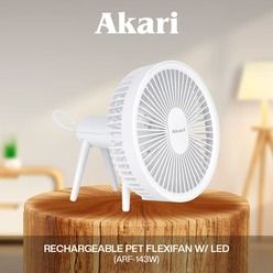 Akari ARF-143 Pet Flexifan Portable Rechargeable Fan with LED Night Light 