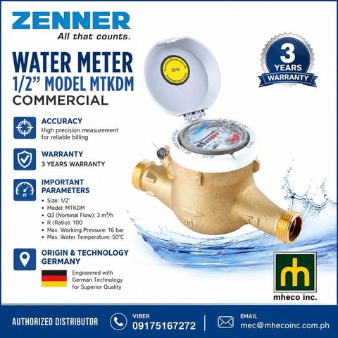 Zenner Water Meter MTKDM 1/2"