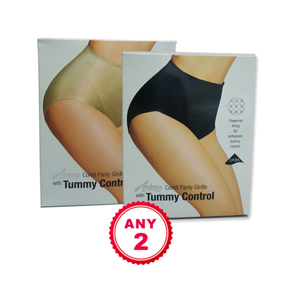 Cosway - Ambrace Comfi Panty Girdle with Tummy Control (Skin/Black), Absolutely Healthy