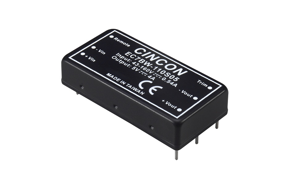 CINCON EC7BW-110 - 20Watts 4:1 Input Range 2"x1" Railway DC-DC Converter