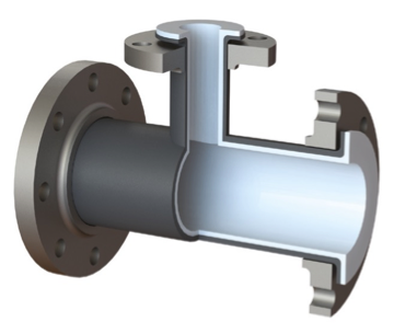 ข้อต่อสามทางลดขนาดบุ PTFE