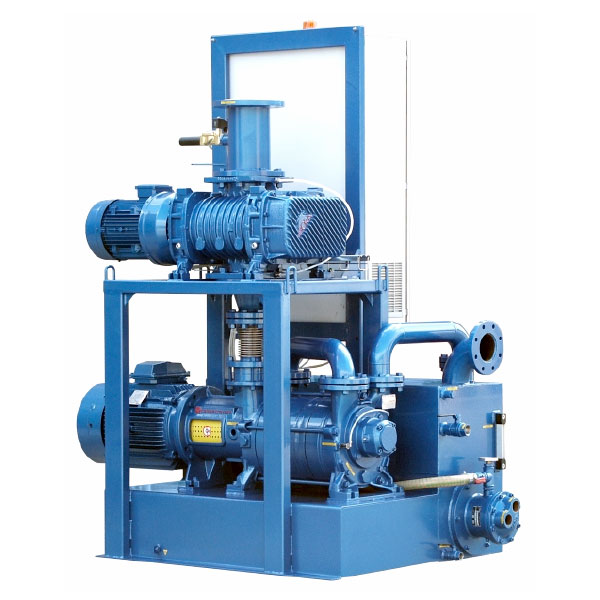 Pump + Root Blower Vacuum Systems With Total Water Or Oil Recirculation For Very High Vacuum + PLC Controlled