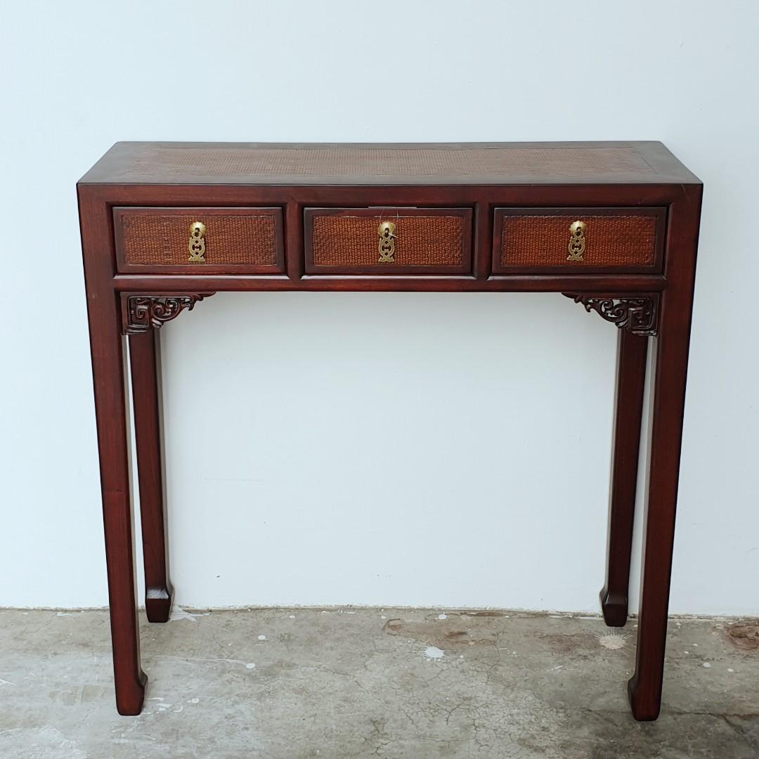 Chinese Furniture - Rattan Design 3-Drawer Dressing Table / Display ...