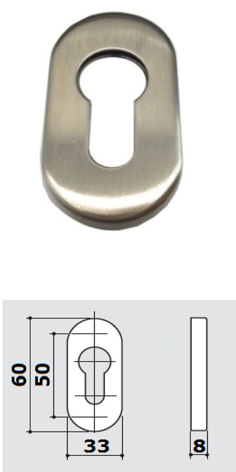 4822O - 8mm thick oval escutcheon for Euro profile cylinder