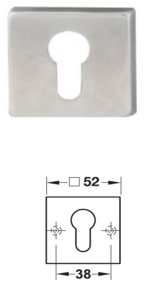 4822Q - 8mm thick sqaure escutcheon for Euro profile cylinder