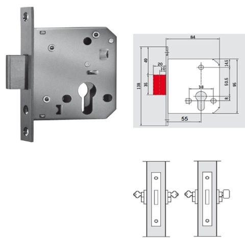 5516 - 55mm backset mortise dead lock