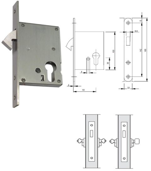 600/50 - 50mm backset mortise hook lock