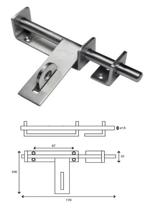 BB03 - 170mm SS barrel latch bolts