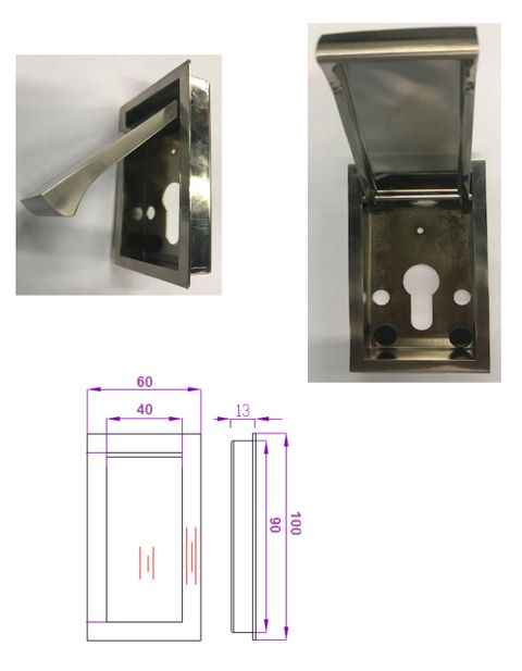 BIM FLP100 & FLP100K - 60x100mm recessed flip handle with/without key hole