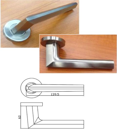 C005 Solid SS lever handle on rose