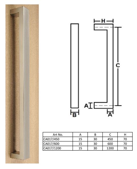 CA017 - 30x15mm rectangular profile pull handle