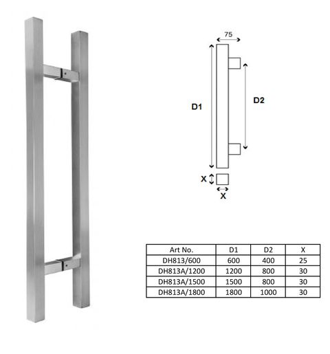 DH813 - square section H pull handle