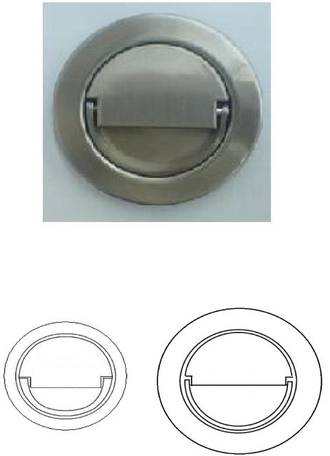 DL767 - 76mm dia recessed cup ring pull handle