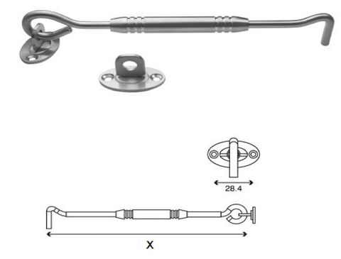 DLA-EH-XX - 150 to 300mm SS door hook