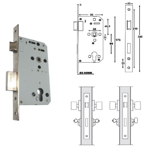 G-906SR - 60mm mortise entry lock