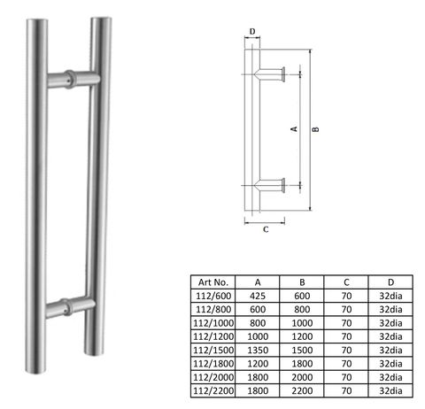 HB112 - 32mm dia "H" design pull handle