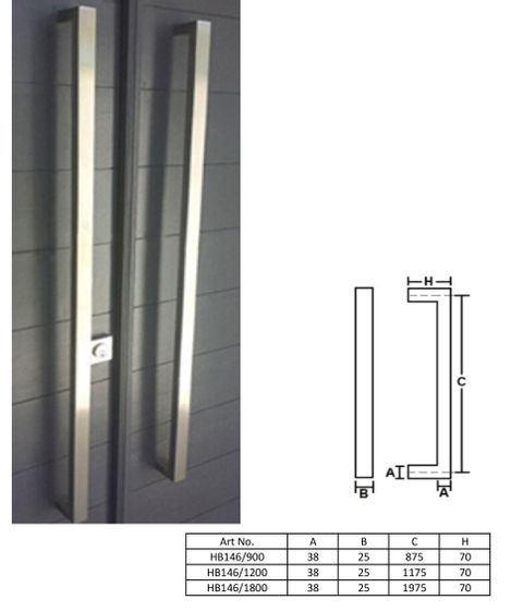 HB146 - 38x25mm rectangular profile pull handle