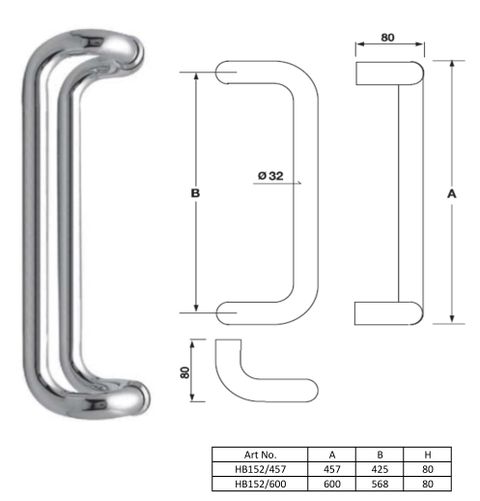 HB152 - 32mm dia crank pull handle