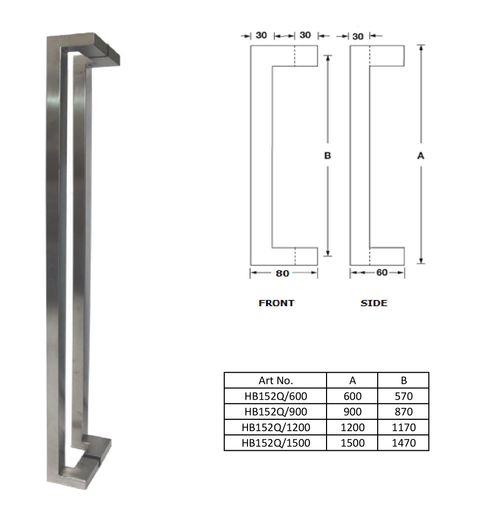 HB152Q - 30mm square section crank pull handle