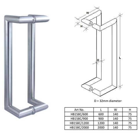 HB158C - 32mm dia crank pull handle