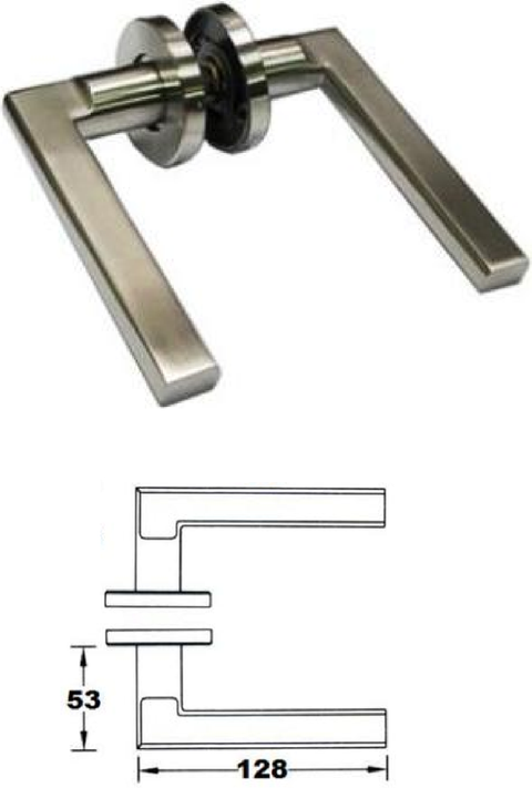 LH046 solid stainless steel lever handle on rose