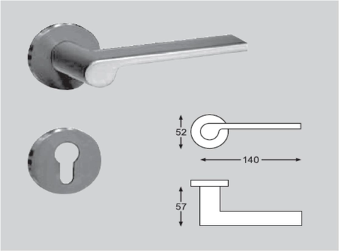 LH857 solid stainless steel lever handle on rose