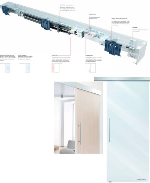 MUTO Comfort L Dormotion 80 - sliding system for glass or timber door weight up to 80kg